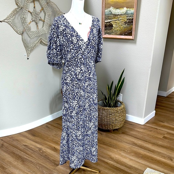 A new day puff elbow length sleeve midi tea length dress - Picture 1 of 11